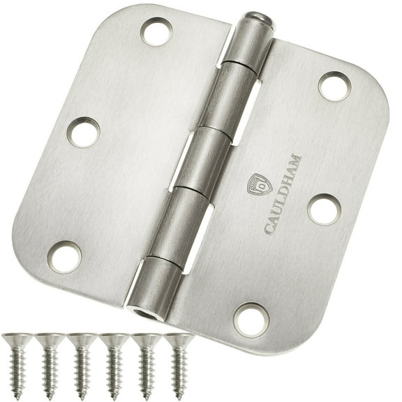 Cauldham (12 Pack) Heavy-Duty 3-1/2" Interior Door Hinges with 5/8" Radius Corners - Satin Nickel