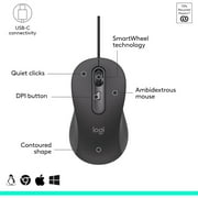 Logitech Signature M520 USB-C Wired Mouse, Large, Graphite