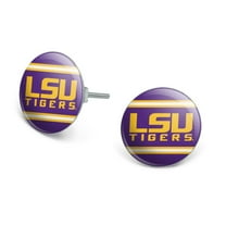 LSU Wordmark with Jersey Stripes Novelty Silver Plated Stud Earrings