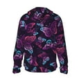 thumbnail image 3 of Uemuo Purple Butterfly Pattern Women's Full Zip UPF 50+ Sun Protection Hoodie Jacket Long Sleeve Sun Shirt Hiking Outdoor Performance with Pockets-Small, 3 of 9