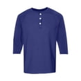 thumbnail image 6 of Nestiefly 3/4 Sleeve Shirt Men Summer Solid Color Henley Neck Baseball T-Shirts Casual Loose Fit Tees Baseball T-Shirt Dark Blue S, 6 of 8