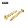 thumbnail image 3 of Uxcell M5x40mm Brass Wood Screws, Phillips Flat Head Self Tapping Connector 32 Pack, 3 of 5