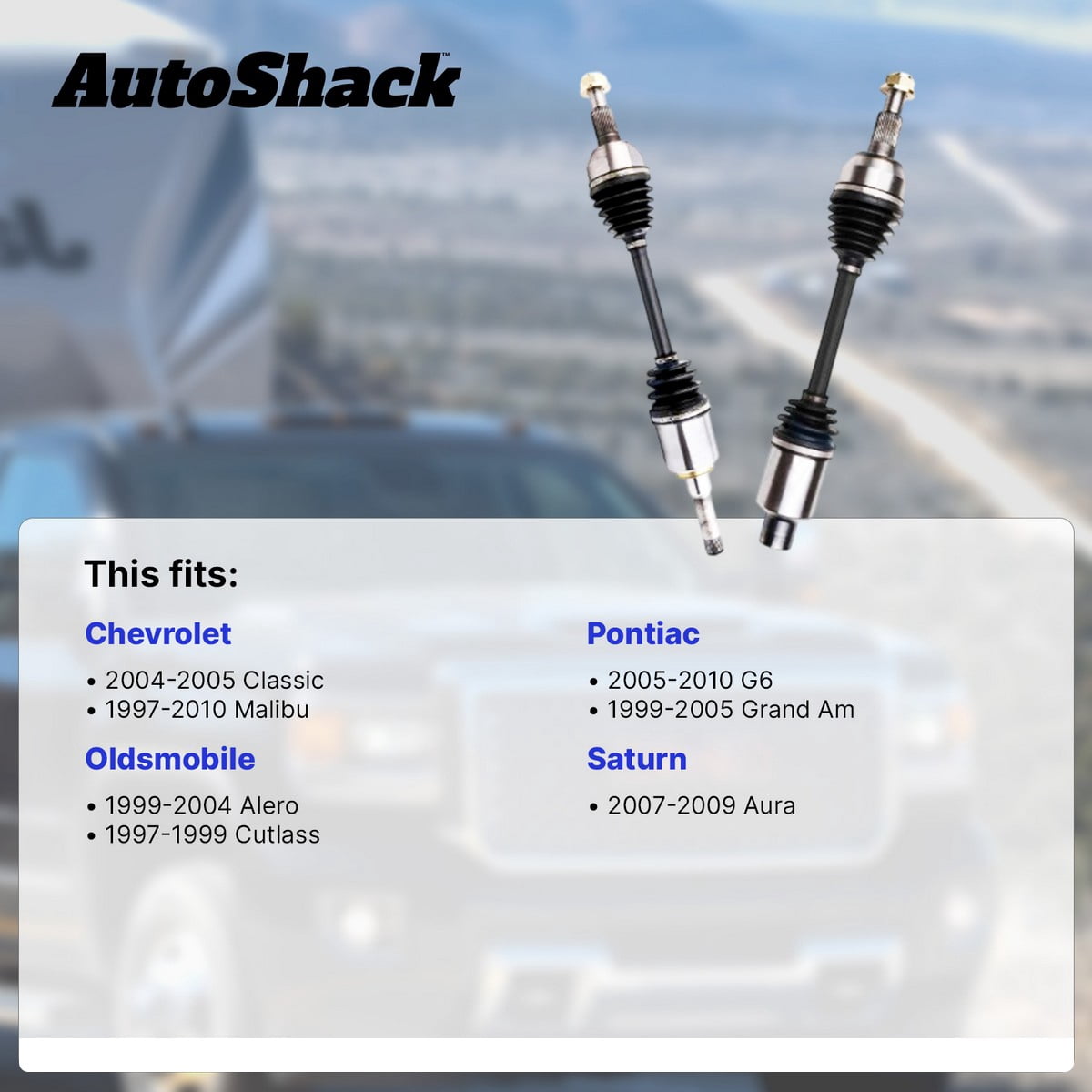 AutoShack Front CV Axle Shaft Assemblies for Chevrolet, Pontiac & Saturn, Malibu 1997-2010 G6 2005-2010 Grand Am 1999-2005 Aura 2007-2009, FWD L4 2.2L 2.4L V6 3.1L 3.4L 3.5L, Left and Right, Pair