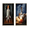thumbnail image 2 of Designart "Reverent Rocketship I" Rocketship Framed Wall Art Set Of 2 - Coral Transportation Framed Canvas Set For Living Room Decor, 2 of 6