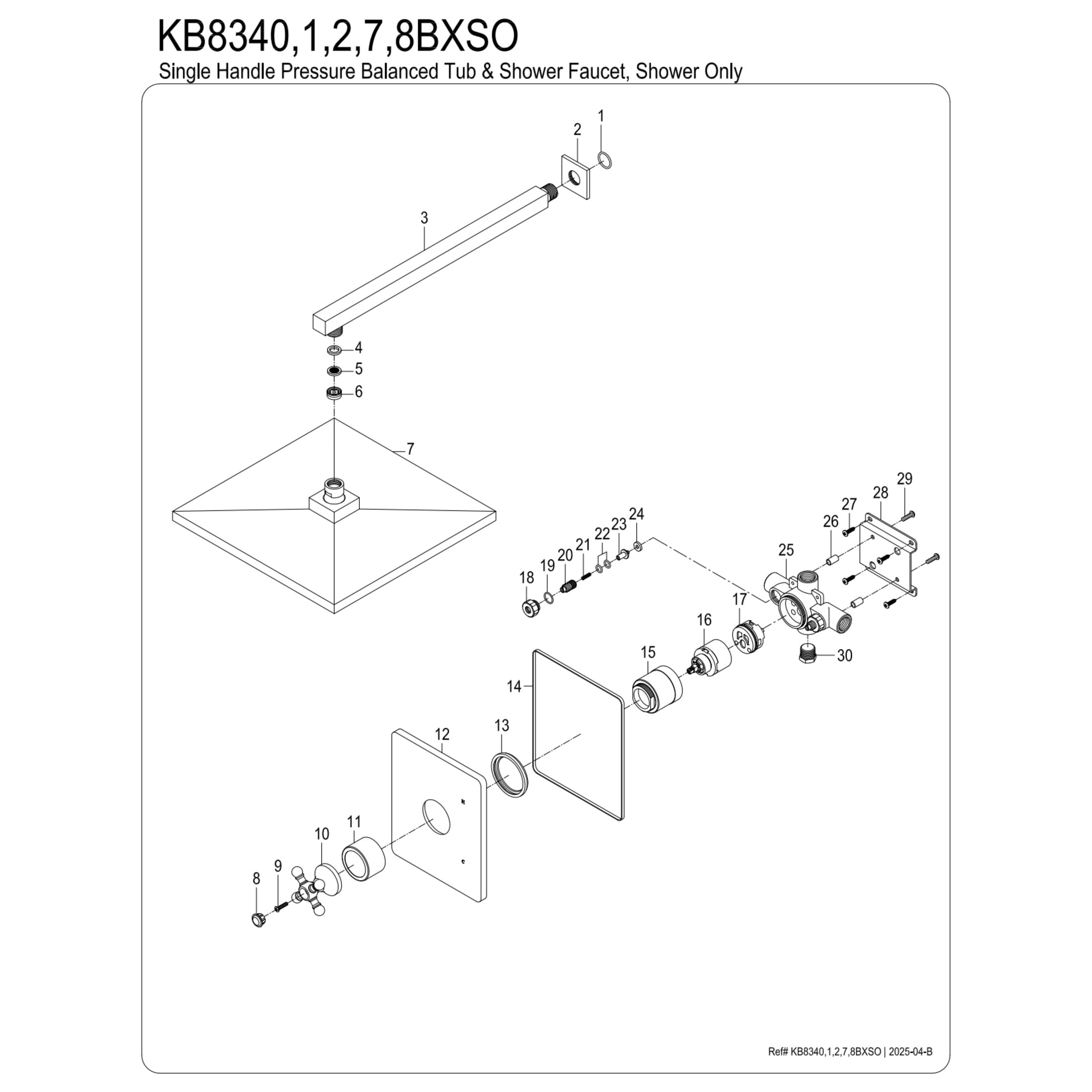 Kingston Brass KB8342BXSO Metropolitan Single-Handle Pressure Balanced Shower Faucet, Polished Brass