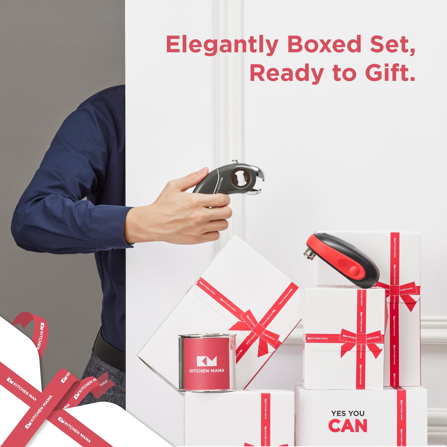 Kitchen Mama One-To-Go Electric Can Opener and 6-in-1 Multifunction Opener Gift Set