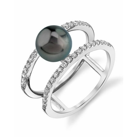 8mm Tahitian South Sea Cultured Pearl Luna Ring