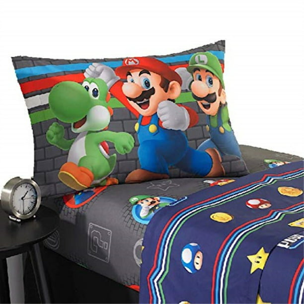 Super Mario 3 Piece Twin Sheet Set, Super Mario Twin Bedding Set