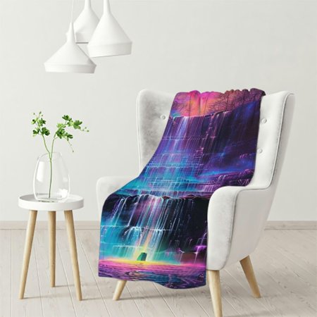 Dvbnli Mountain Blanket, Fleece Flannel Cozy Throw Blankets, Breathable Lightweight Warm Nap Blanket Waterfall Blanket for Couch Bed Sofa All Season White