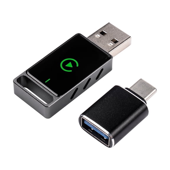 Canvcle 2-in-1 Wireless CarPlay & Android Auto Adapter, Plug & Play CarPlay Convert Wired to Wireless with USB & Type-C, Low Latency, Bluetooth Car Play Adapter with iPhone & Android