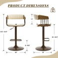 thumbnail image 3 of Dayalane Modern Adjustable Height Swivel Bar Stools Set of 2, Barrel Wooden Back BarStools with PU Leather Upholstery, Heavy-Duty Metal Base Counter Stools for Kitchen Island & Pub, White, 3 of 10