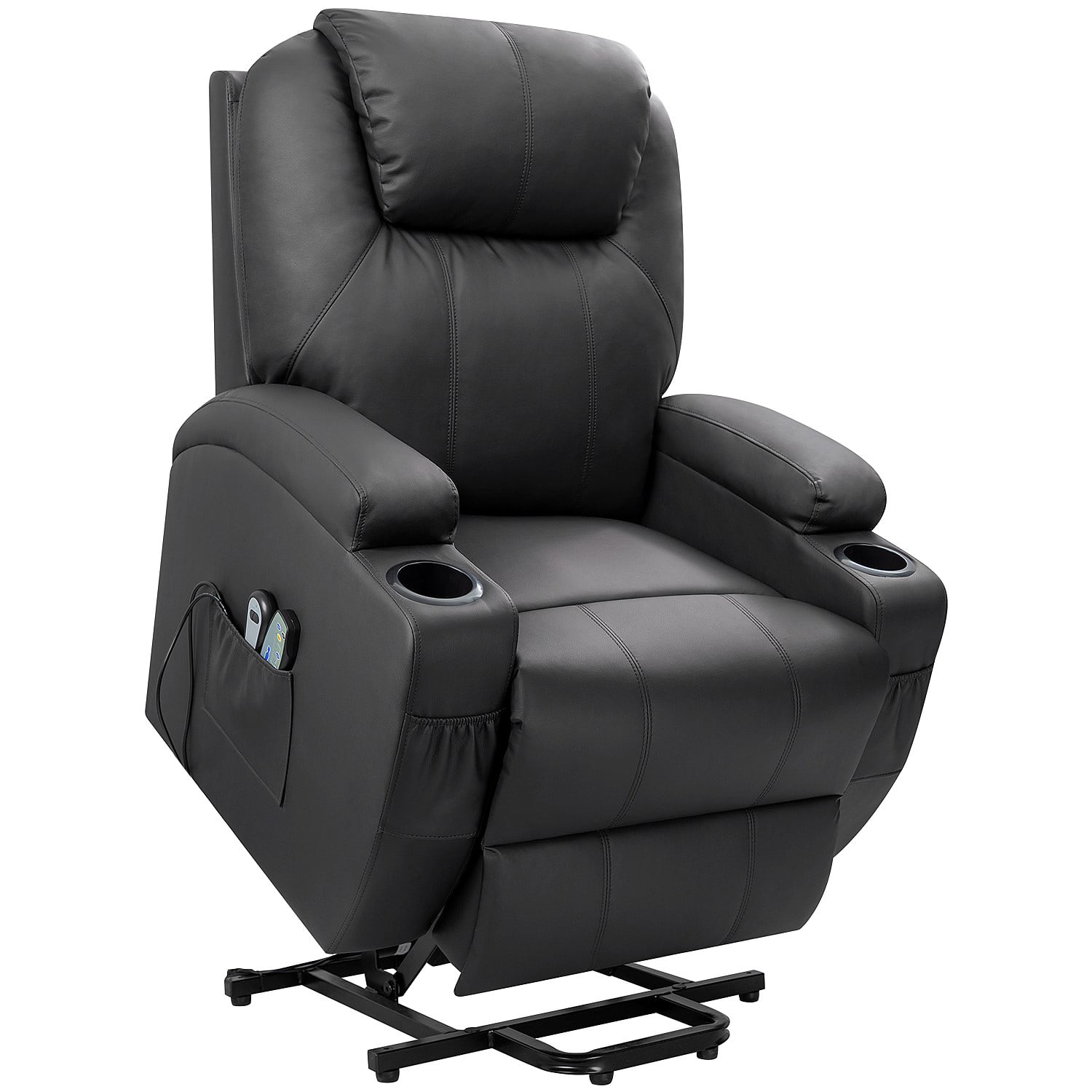 walnew power lift recliner with massage and heat black faux leather   walmart