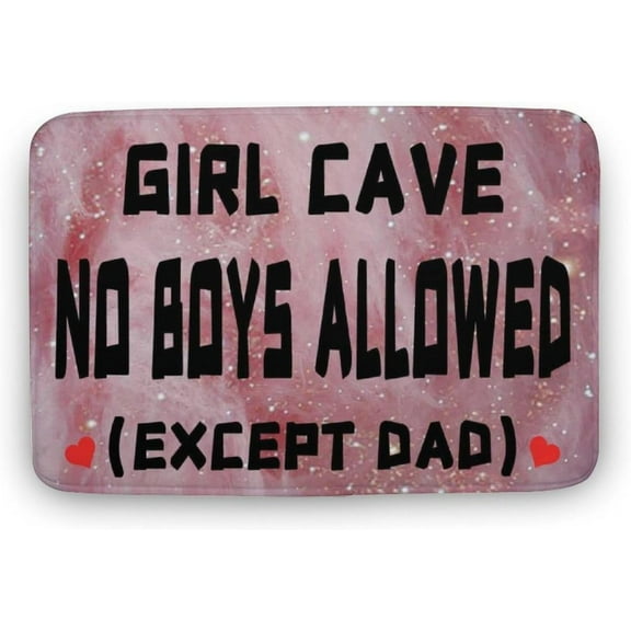 Girl Cave No Boys Allowed Welcome Mat with Rubber Back Welcome Funny Doormat for Entrance Way Home Decor Mats for Front Door Mat No Slip Kitchen Rugs and Mats Gift for Women Men 16x24 Inch.