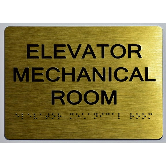 Elevator Mechanical Room Sign-Gold (Aluminium, Gold/Black,Size 5x7) The Sensation line
