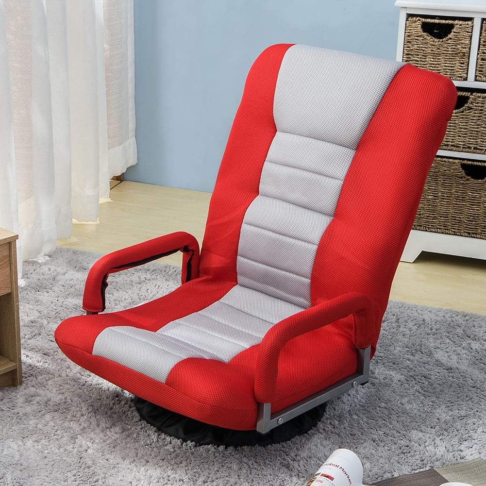 Kepooman 7-Position Adjustable Swivel Floor Gaming Chair, Red & Gray Kepooman 7-Position Adjustable Swivel Floor Gaming Chair, Red & Gray