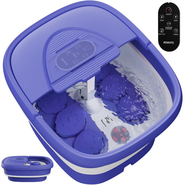 Foot Spa BEAUMOI plegable con calefacción, control remoto, temporizador y 24 bolas