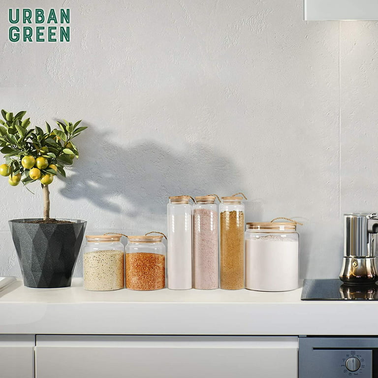 Glass Jar with Bamboo Lids Urban Green, Glass Airtight food