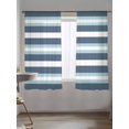 thumbnail image 5 of Sheer Curtains 72 Inches Long 2 Panels Set for Bedroom, Blue Striped Semi Sheer Curtains for Windows, Modern Gradient Abstract Lines Aesthetic Voile Window Treatments Rod Pocket Curtain, 5 of 7