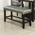 thumbnail image 4 of JERFIT Counter Height 1pc Bench Dining Room Silver Faux Leather Cushion Tufted Seat Wooden Base, 4 of 7