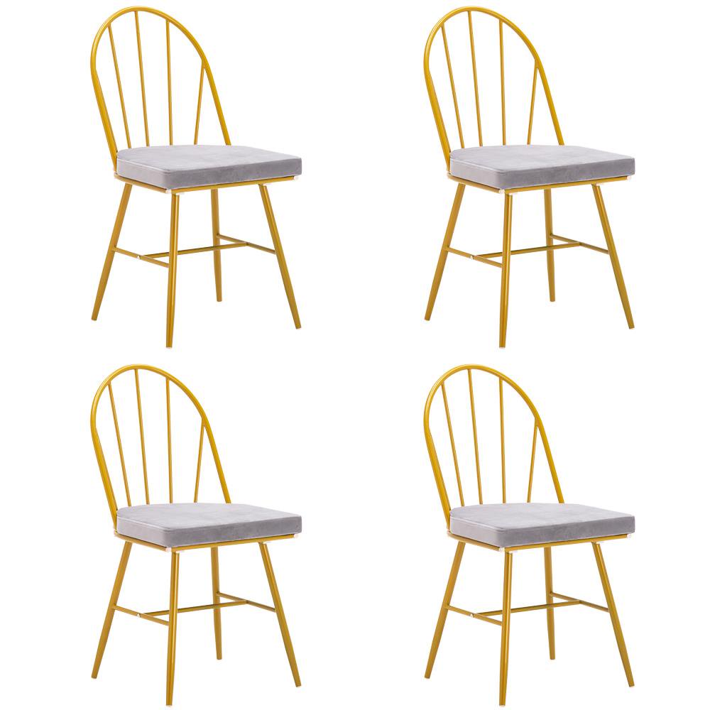 Ktaxon Metal Dining Chairs Arc Back Iron Cushion 4 Piece Set, Modern