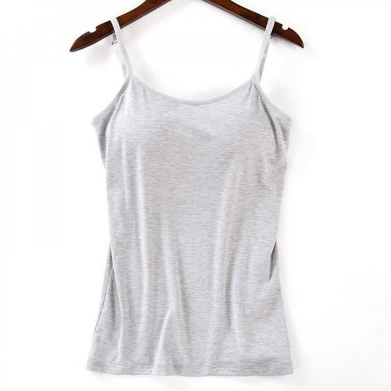 Norbi Women's Modal Camisole Tank Top, Built-In Bra, Adjustable