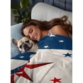 thumbnail image 3 of 4th of July Full Size Flat Sheet, Wrinkleproof & Fadeproof Cooling Flat Bed Sheet Only, Red White Blue Striped Independence Day Star Breathable Soft Bedding Top Sheets 81 x 96 Inches, 3 of 8