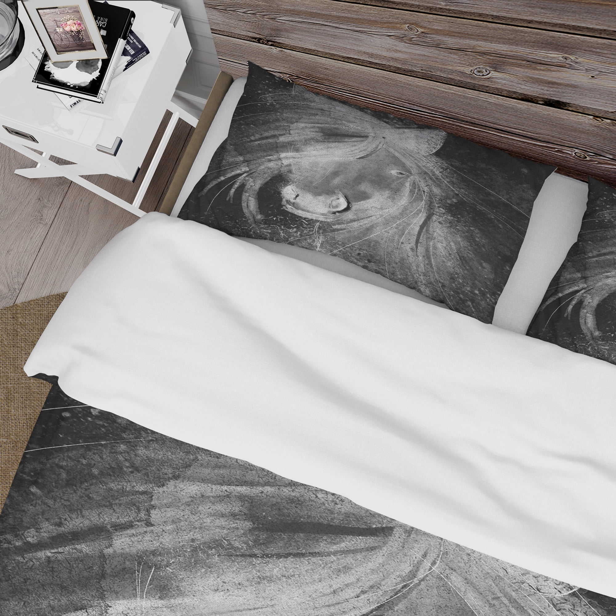Designart 'Farmhouse Horse VI' Farmhouse Duvet Cover Set