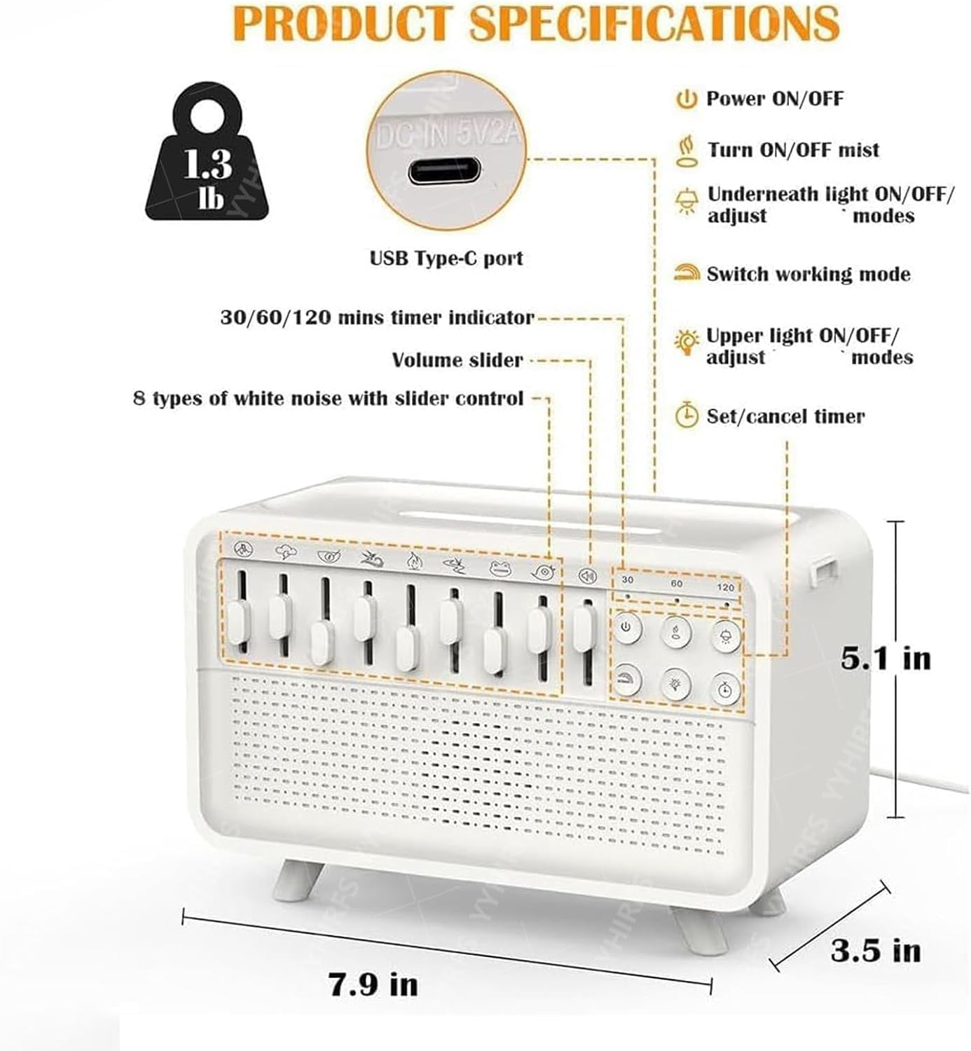DreamMix Pro – White Noise Sound Machine with Scented Mist & Night Light, Aromatherapy Humidifier with 8 Ambient Sounds for Sleep,Meditation,Yoga