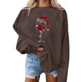 thumbnail image 1 of Gibobby Sudadera Navidad mujer Sudadera para mujer Moda Navidad Estampado O Cuello Casual Sudadera suelta Ajuste Tops Manga larga Camisas de entrenamiento(Café,M), 1 of 4
