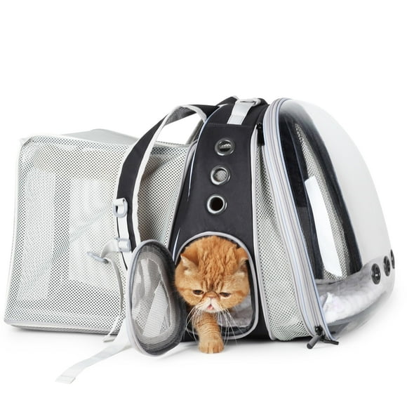 Mochila transportadora para gatos LOLLIMEOW Bubble expandible negra