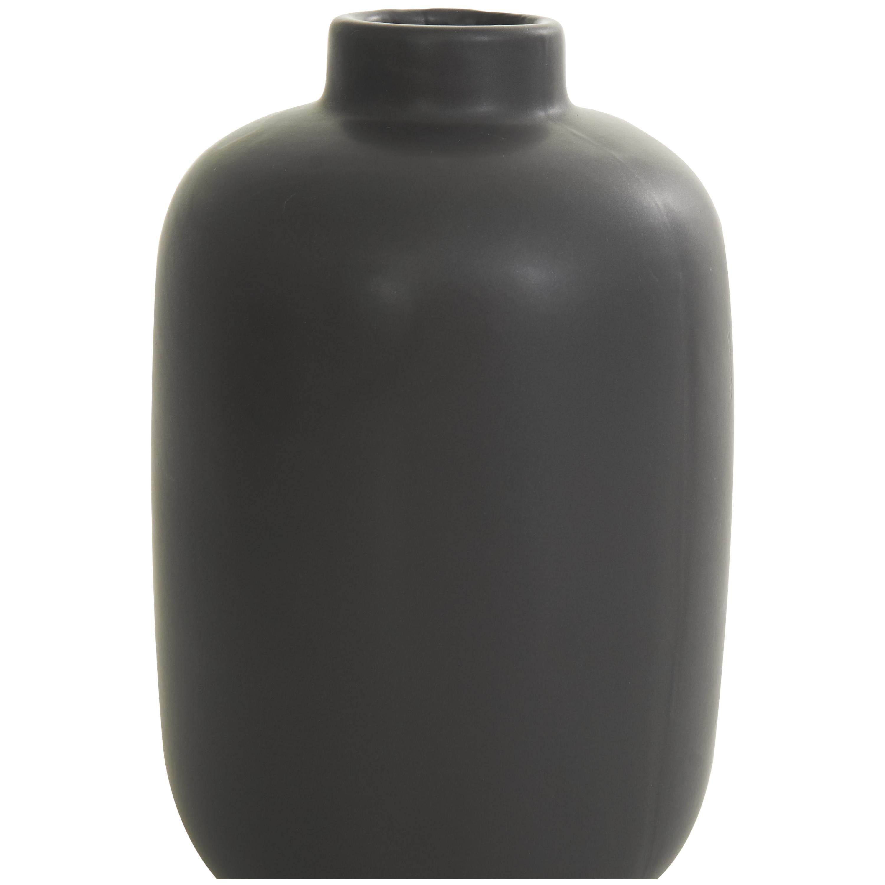 DecMode 5"W, 8"H Minimalistic Black Ceramic Vase with Varying Shapes, Set of 3