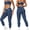 Dark Blue, variant on PISONIC Womens Workout Set Two Piece Spaghetti Straps Cross Back Sports Bra Matching High Waist Leggings Gym Work Out Outfits
