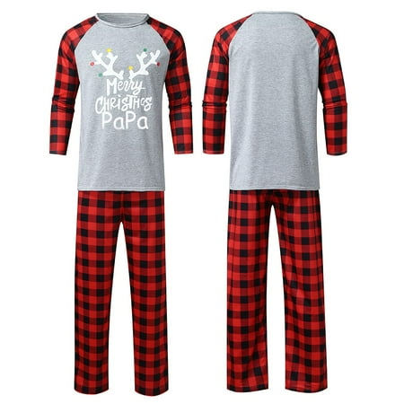 

VKEKIEO Family Pajamas Matching Sets Christmas Men Plaid Deer Print Long Sleeve Tops+Pants Family Pjs Matching Set