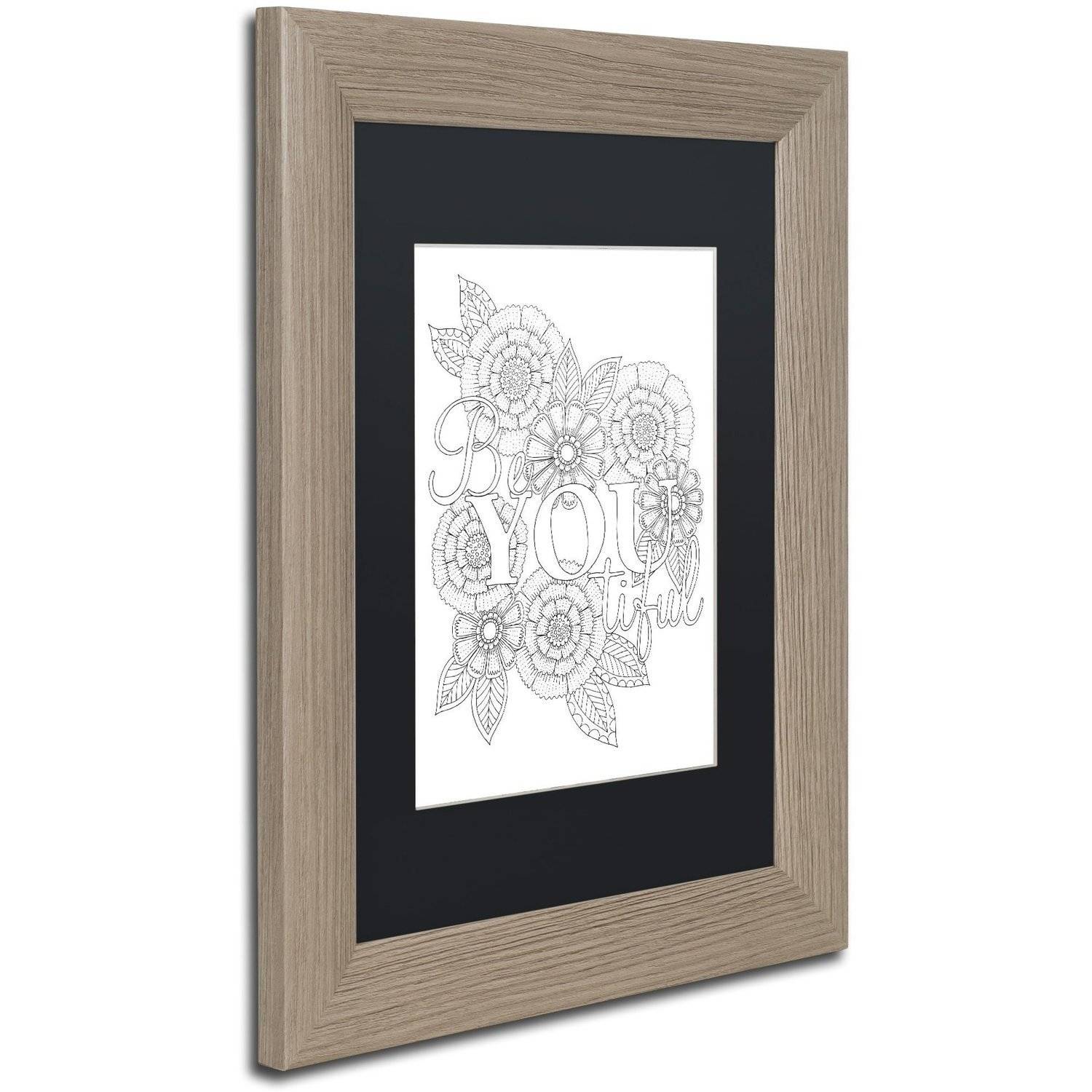 Trademark Fine Art "Letters and Words 9" Canvas Art by Hello Angel, Black Matte, Birch Frame