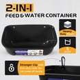 thumbnail image 2 of Large Feed Trough, Hanging or Screw-in Fence Feeder with Clips, 2 Pack 9 Quart Goat Feeder Supplies, Dog Horse Hog Pig Livestock Poultry Plastic Feeder Trough Bucket for Large Animal, Black, 2 of 7