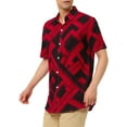 thumbnail image 4 of Lars Amadeus Men's Printed Button Down Short Sleeves Hawaiian Color Block Shirts, 4 of 6
