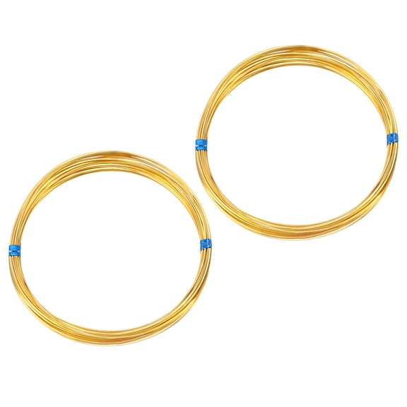 Uxcell 2 Rolls 22Ga/0.6mm 19.69Ft Soft Bendable Gold Plated Brass Square Wire, 18K Gold