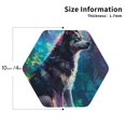 thumbnail image 3 of Pofeuu Colorful Plant Wolf Print Leather Coasters Set of 6, Round Cups Mugs Mat Pad for Home Kitchen Heat Resistant Drink Coasters,Hexagon, 3 of 7