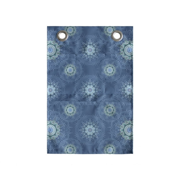Blue Mandala Hanging Pocket Organizer, Repetitive Intricate Round Motifs Floral Inspired Illustration, Printed Polyester Storage Bag with Pockets, 14" x 20", Pale Blue Multicolor
