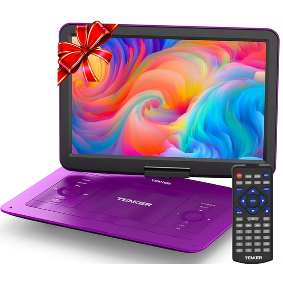 DEVINC 17.9inch Portable DVD Player, 15.6" Swivel Screen, Built-in Rechargeable Battery Car DVD Player for Kids, Support CD/DVD/SD Card/USB/Connect TV, Remote Control