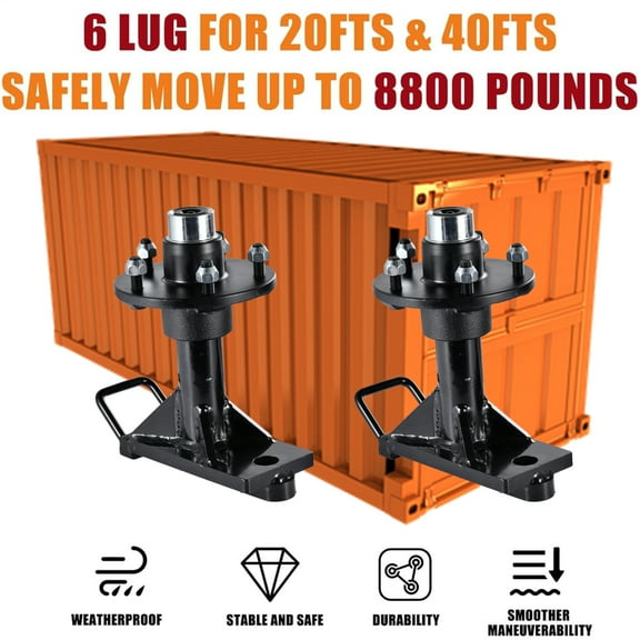 40Ft Shipping Container Wheels Kit: Heavy-Duty Bolt-On Wheels with 8800Lb Load Capacity