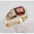 thumbnail image 3 of 2.00Ct Emerald Cut Simulated Red Garnet Solitaire Men's Wedding Band Ring 14k Yellow Gold Plated 925 Silver, 3 of 4