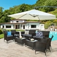 thumbnail image 1 of Costway 8PCS Rattan Patio Furniture Set Cushioned Sofa Chair Coffee Table Garden Grey, 1 of 10