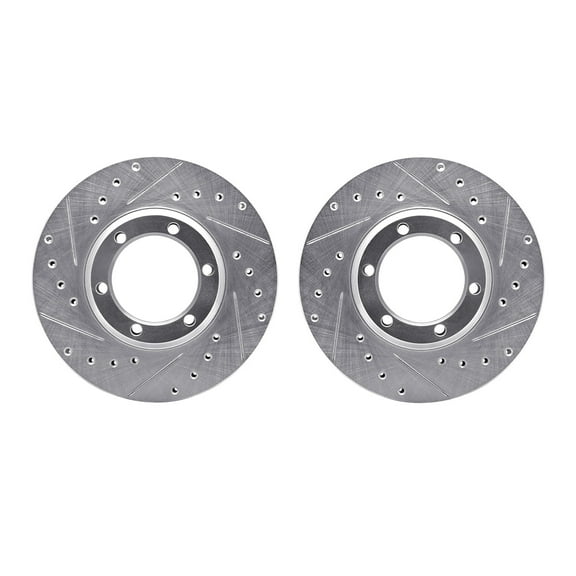 Dynamic Friction Company Front Brake Rotors-Drilled and Slotted-Silver 7002-72015