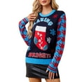 thumbnail image 2 of Christmas Sweaters for Women Festive Glitter Boots Embroidered Knit Cozy Crewneck Winter Pullover Top Womens Christmas Sweater Blue XL, 2 of 5