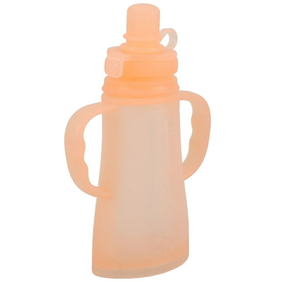 SOPOTUTU Silicone Reusable Yogurt Feeding Pouches Orange Color 1 Set for Easy Baby Food Storage