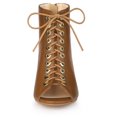 thumbnail image 3 of Unique Bargains Bottines à Talon Épais à Bout Ouvert à Lacets devant pour Femme Brun (Taille 5,5), 3 of 7
