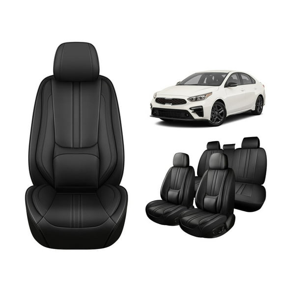 Faifani Car Seat Covers For Kia For Forte 2010-2024 2025, Waterproof Nappa Leather Auto Seat Protectors with Lumbar Support, Luxury Automotive Interior Accessories