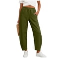 thumbnail image 2 of FengLS Womens Casual Pants Elastic High Waist Pants with Pockets Comfortable Lounge Trousers Solid Color Daily Sweatpants, 2 of 7