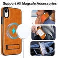 thumbnail image 2 of ELEHOLD Case for iPhone XR, Luxury PU Leather Anti-Scratch Magnetic Case with Invisible Kickstand for MagSafe Accessory,Khaki, 2 of 8